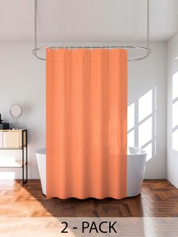 Kuber Industries - Orange Lining PVC Shower Curtain with 8 Rings (Pack of 2) (7 Feet)