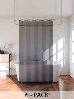 Kuber Industries - Black PVC Shower Curtains with 8 Rings (Pack of 6) (8 Feet)