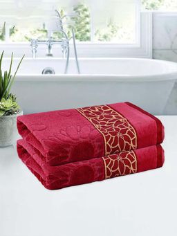 Kuber Industries - Maroon Soft Cotton Bathing Towels (Pack of 2)