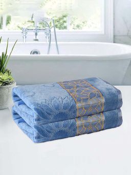 Kuber Industries - Blue Soft Cotton Bathing Towels (Pack of 2)