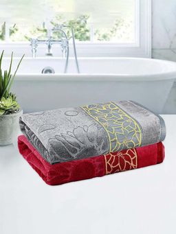 Kuber Industries - Multi-Color Velvet Cotton Bath Towels (Pack of 2)