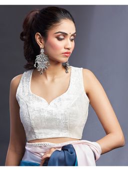 PHATAKAA - White Sweetheart Velvet Blouse