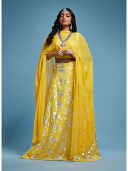 PHATAKAA - Yellow Corset Lehenga With Dupatta (Set of 3)