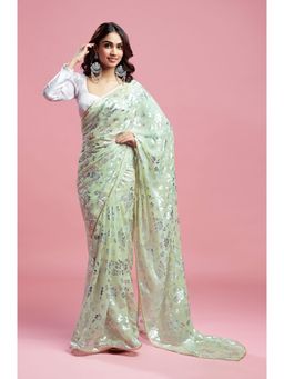 PHATAKAA - Pista Barfi Saree With Stitched Blouse