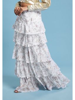 PHATAKAA - White Ruffled Slit Lehenga