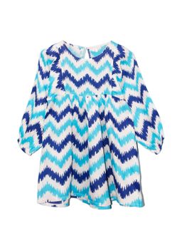 KiddoPanti - Girls Blue Rayon Yoke Short Kurta