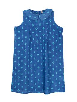 KiddoPanti - Girls Blue Rayon Sleeveless Kurta