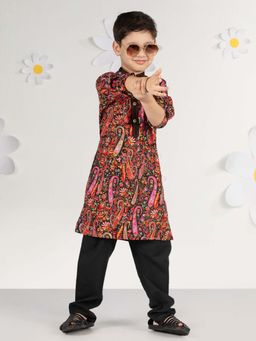 Vastramay - Boys Crepe Woven Full Sleeves Paisley Printed Kurta & Pyjama