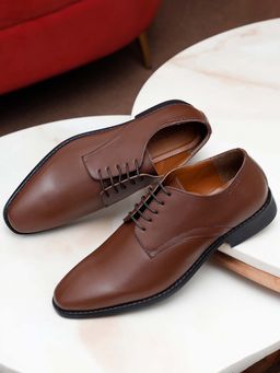 Louis Stitch - Men Tan Premium Italian Leather Formal Derby Shoes