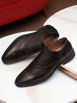 Louis Stitch - Men Brunette Brown Premium Italian Leather Formal Brogue Shoes