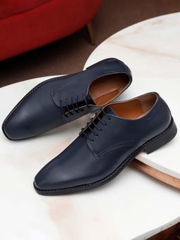 Louis Stitch - Men Federal Blue Premium Italian Leather Formal Derby Shoes