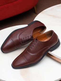 Louis Stitch - Men Rosewood Premium Italian Leather Formal Derby Shoes