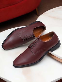 Louis Stitch - Men Rosewood Premium Italian Leather Formal Derby Shoes