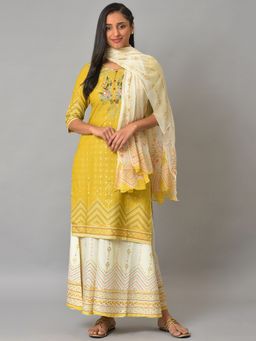 Aurelia - Multi-Color Viscose Rayon Round Neck Kurta with Palazzo and Dupatta (Set of 3)