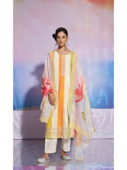 Autumnlane - Multi-Color Cotton Round Neck Kurta with Pant and Dupatta (Set of 3)