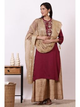 Aurelia - Pink Viscose Mandarin Neck Kurta with Skirt and Dupatta (Set of 3)