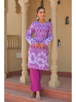 Autumnlane - Purple Cotton Round Neck Kurta with Pant (Set of 2)