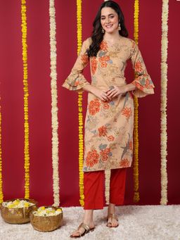 Vaamsi - Women Cotton Floral Printed Straight Kurta