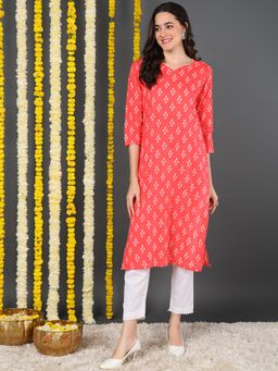 Vaamsi - Women Cotton Printed Straight Kurta