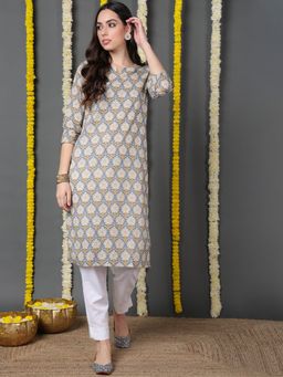 Vaamsi - Women Cotton Ethnic Motifs Printed Straight Kurta