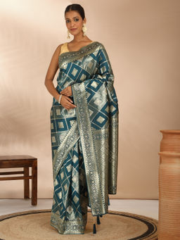 Likha - Viscose Silk Blend Zari Weave Saree with Unstitched Blouse LIKPARSAR34