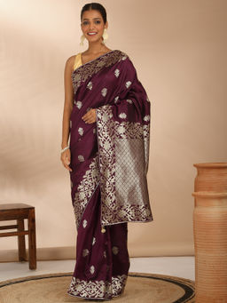 Likha - Viscose Silk Blend Zari Weave Saree with Unstitched Blouse LIKPARSAR35