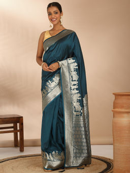 Likha - Viscose Silk Blend Zari Weave Saree with Unstitched Blouse LIKPARSAR36