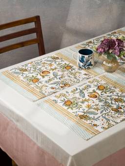 Fabindia - Ehan Hand Block Printed Cotton Mats (Pack Of 6)
