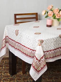 Fabindia - Off White Anannya Cutwork Cotton Table Cover
