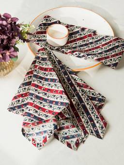 Fabindia - Navy Shyama Hand Block Printed Cotton Napkins (Pack Of 6)