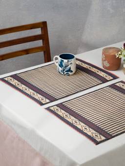 Fabindia - Black Hand Woven Natural Fibre Mats (Pack Of 2)