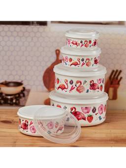 Kookee - Plastic Airtight Round Kitchen Container with Lid (Pack of 5) (10691)