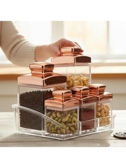 Kookee - Acrylic Canister Jar Container for Kitchen Storage (Pack of 5)