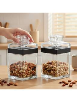 Kookee - Acrylic Canister Jar Container for Kitchen Storage (Pack of 2)