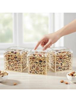 Kookee - Acrylic Canister Jar Container for Kitchen Storage (Pack of 3)