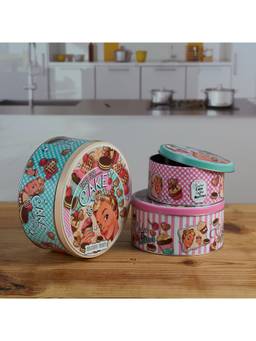 Kookee - Tin Boxes for Cookie Biscuit and Snack Storage (Pack of 3) (12107)