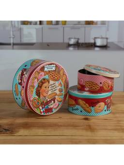 Kookee - Tin Boxes for Cookie Biscuit and Snack Storage (Pack of 3) (12108)