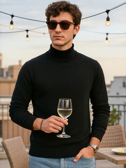 Bewakoof - Men's Black High Neck Sweater
