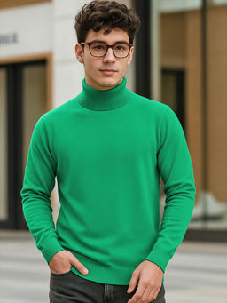 Bewakoof - Men's Green High Neck Sweater