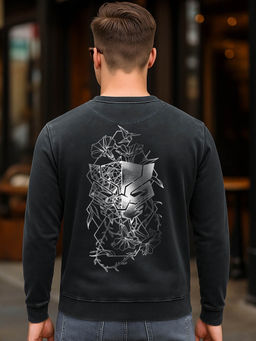 Bewakoof - Official Marvel Men's Black The Warrior King Graphic Printed Sweatshirt