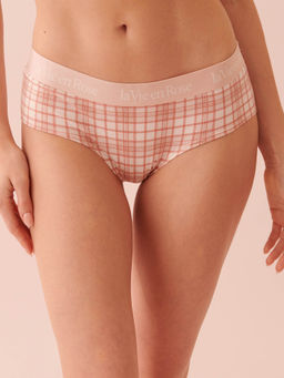 La Vie En Rose - Brown Cotton and Logo Elastic Band Hiphugger Panty