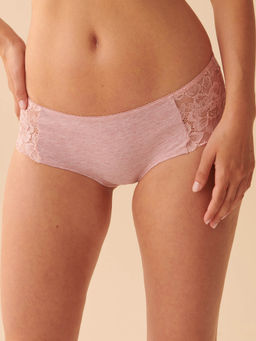 La Vie En Rose - Pink Cotton and Scalloped Lace Detail Hiphugger Panty
