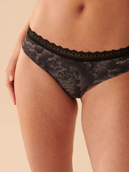 La Vie En Rose - Black Microfiber No-Show Cheeky Panty