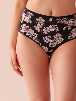 La Vie En Rose - Black Microfiber Sleek Back High Waist Brief Panty
