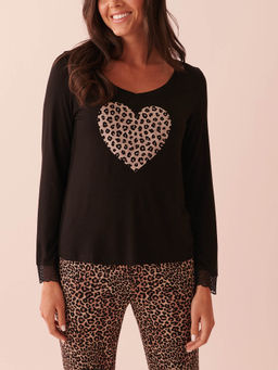 La Vie En Rose - Black Printed Soft Jersey Long Sleeve T-Shirt