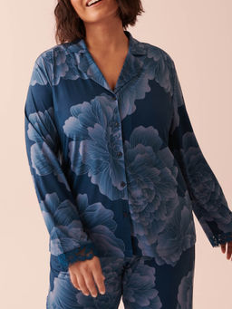 La Vie En Rose - Floral Recycled Fibers Lace Trim Button-Down Shirt