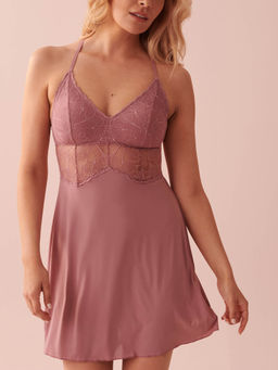 La Vie En Rose - Lace Overlay Nightie - Lavender