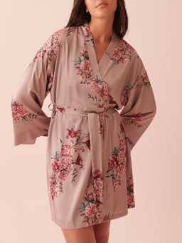 La Vie En Rose - Maxi Length Satin Kimono (Set of 2)