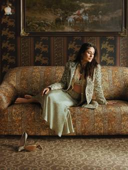 RI.Ritu Kumar - Ivory Embellished Mirror Jacket