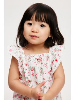 H&M - Kids White 2-Piece Floral-Print Plumeti Set
